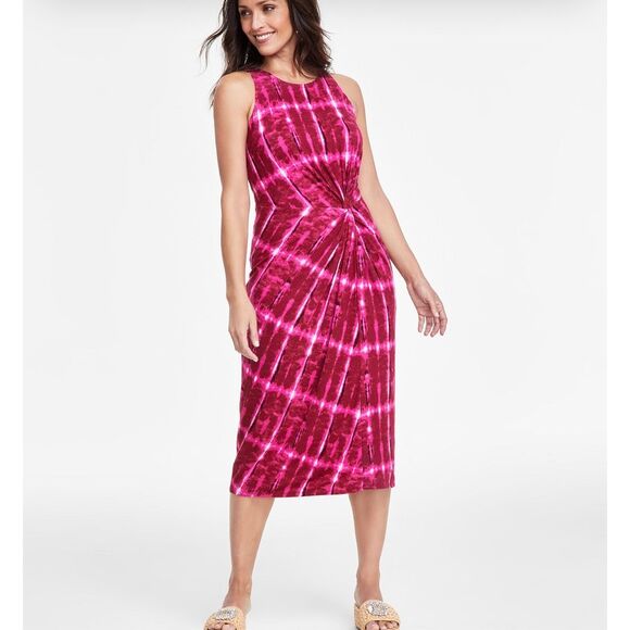 I.N.C. International Concepts Printed Twist-Front Midi Dress size M NWT - Picture 1 of 10